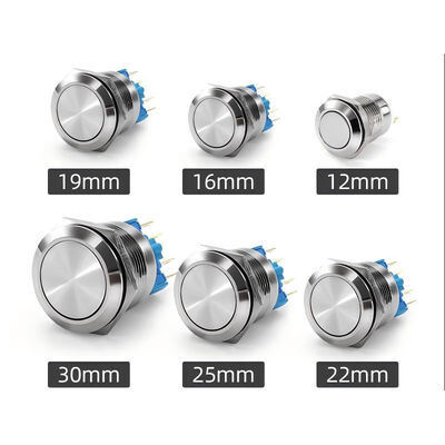 Qualität 19mm Edelstahl Momentane Selbstwiederherstellung 1NO Wasserdicht Metall Schaltknopf Schalter Strom LED Licht 36V 2A Fabrik