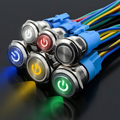19 mm Metallringe Schaltfläche 3V 12V 24V 110V 220V LED-Lampenbeleuchtung Wasserdicht Momentärer Schalter Ri