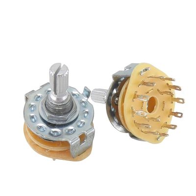 Kostenlose Proben Metallrunder Schacht 25mm 1 Pol 3 Position 4 Position 12 Position Spannungsauswahl Alpha RS25 Drehschalter