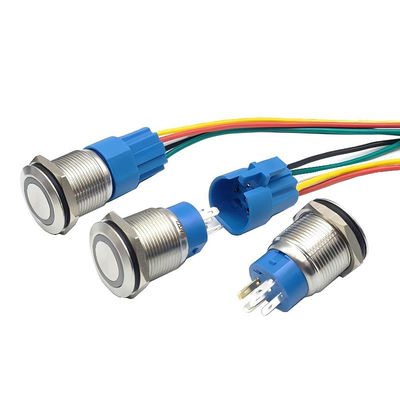 16mm/19mm/22mm wasserdichtes Lichtschalter mit 12mm Kontaktformular und 1NO1NC Ring Weißes LED-Licht Schaltknopf