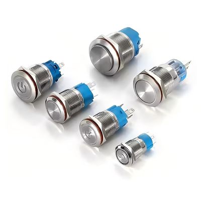 Wasserdichte Türglocke 12/16/19/22mm Verriegelung Schwarzmetall-Schaltflächenschalter mit anpassbarem Logo und Selbstreinstellung