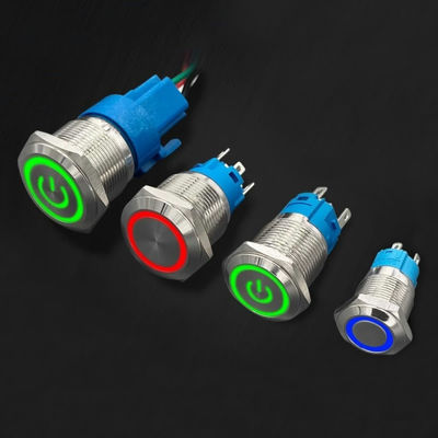Metallknopfwasserdichtes Lichtschalter mit leitendem Strom und blauem LED-Ringlicht