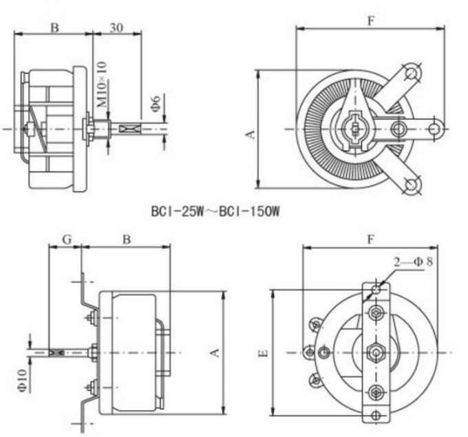 Hochleistungs-Wirewound-Potentiometer rotierende Rheostat-Disk Keramikvariabler Widerstand 25W 50W BC1-50W BC1 4